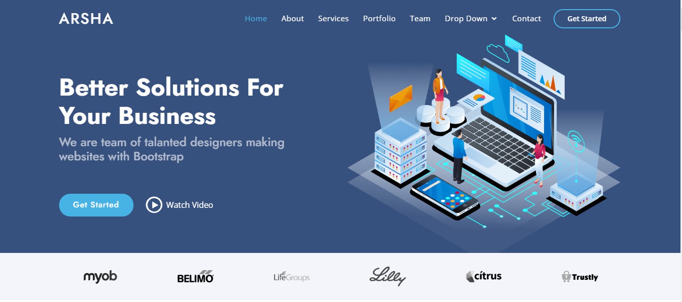 Arsha – Free Corporate Bootstrap HTML Template
